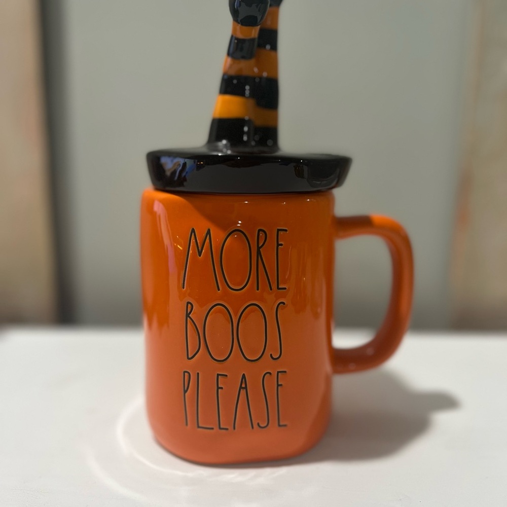 Rae Dunn Orange Halloween Mug with Witch Hat Lid